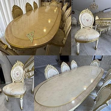Qonaq otağı üçün, İşlənmiş, Oval masa, 8 stul