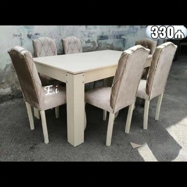 laminat qiyməti: Qonaq otağı üçün, Yeni, Açılan, Dördbucaq masa, 6 stul — 4