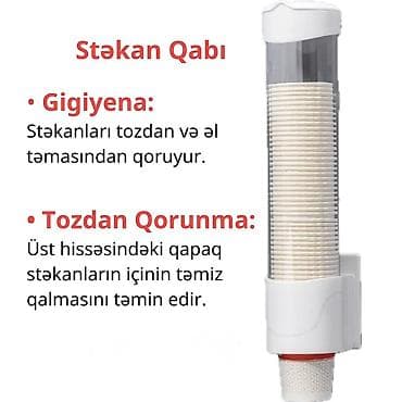 muncuq qabı: Stəkan Qabı – divara quraşdırılan, şaquli dispenser - Gigiyena — 1