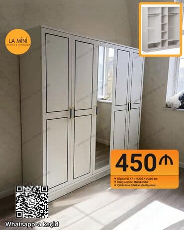 iwlenmiw qapilar: Açılan, 4 qapılı Düz dolab, Qarderob, paltar dolabı — 1