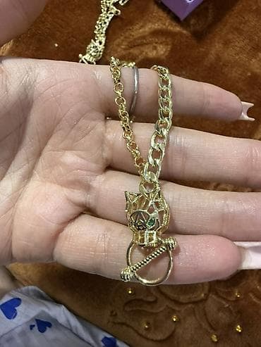 Çantalar: Qızılı rəngli zərgərlik dəsti - Dəst tərkibi: boyunbağı, qolbaq — 4