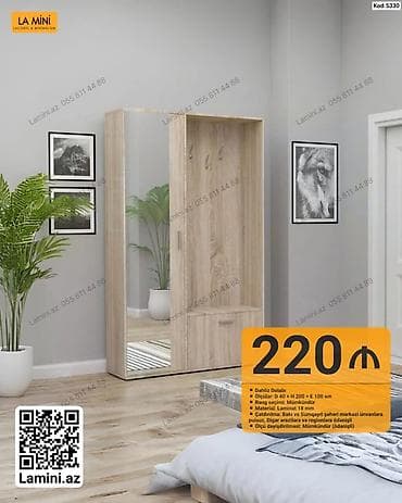 Dəhliz dolabı – kod: 5330 - Ölçülər: D 40 × H 200 × E 100 sm - Rəng — 1