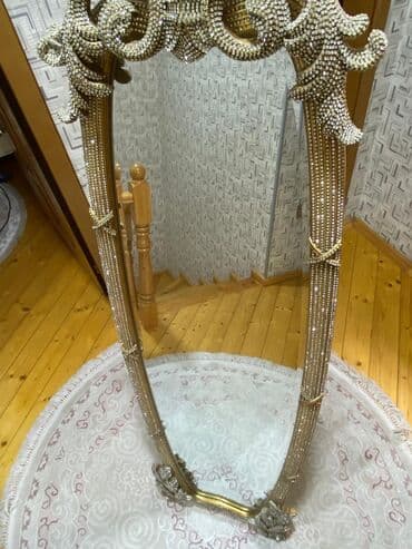 boydan guzgu: Güzgü Döşəmə üstü, Oval, Dekorativ, Naxışlı — 2