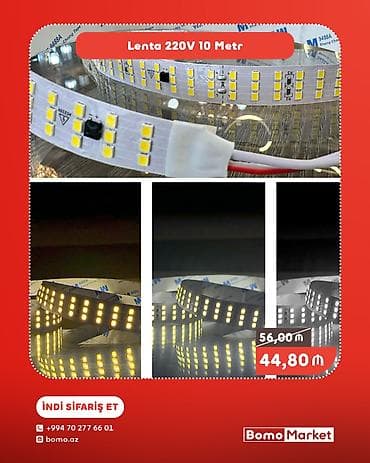 bayraq lent: Lenta LED işıq zolağı – 220V, 10 metr - Birbaşa 220V şəbəkəyə — 1