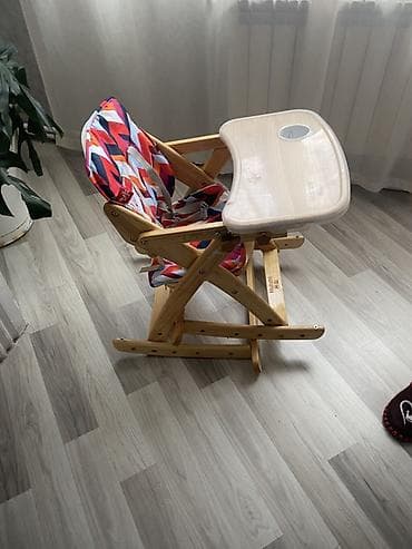 Игрушки: Uşaq yemək stulu – taxta konstruksiyalı, yelləncək funksiyalı - — 3