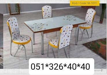 Masa və oturacaq dəstləri: Qonaq otağı üçün, Yeni, Açılmayan, Dördbucaq masa, 2 stul — 3