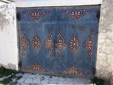 Dəmir Həyət darvazası, Yana açılan, Mexaniki, rəng - Mavi