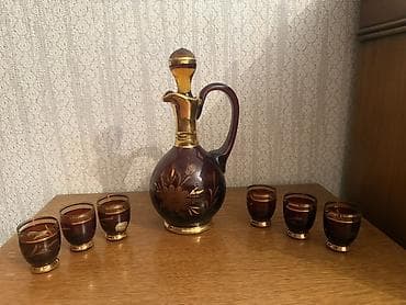 Bohemia şüşə likör dəsti - Tərkib: 1 qrafin (qapaqlı) + 6 ədəd balaca — 1