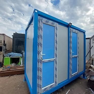 бак для душа: Portativ sanitar konteyner – 2 bölməli - Metal karkaslı, mavi-ağ — 1