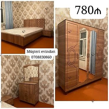 Yataq otağı mebelləri dəsti Tərkibi: - İki nəfərlik çarpayı (taxta — 1