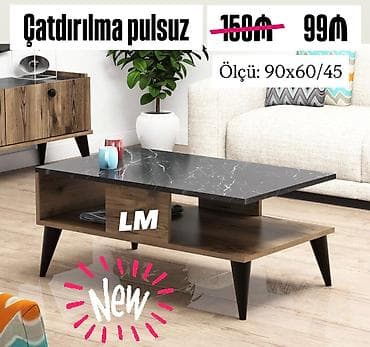 Dördbucaq masa, Açılmayan, Təkərsiz, Laminat, Zəmanətsiz, Pulsuz quraşdırılma