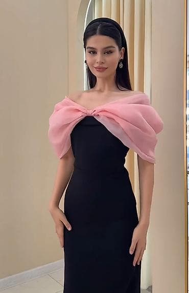 qara koftalar: Zərif kokteyl/gecə libası - Rəng: qara gövdə, açıq çəhrayı üst detal — 2