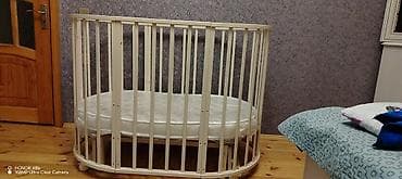 Для девочки и мальчика, Овальная, Колыбель, С матрасом, Без механизма качания — 2