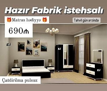 qapi sifarisi: Yataq otağı dəsti – Hazır fabrik istehsalı Komplekt: - Çarpayı — 1