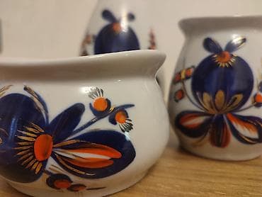 Əl naxışlı keramik dəst – 3 hissə - Material: ağ keramika/porşelen — 2