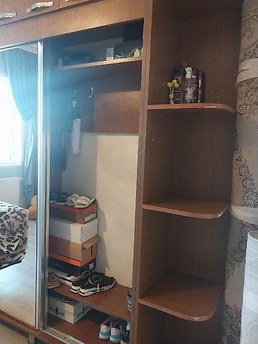 qoşa taxt: İşlənmiş, 2 qapılı, Güzgülü, Qəhvəyi, Taxta, Kupe, Düz dolab — 5
