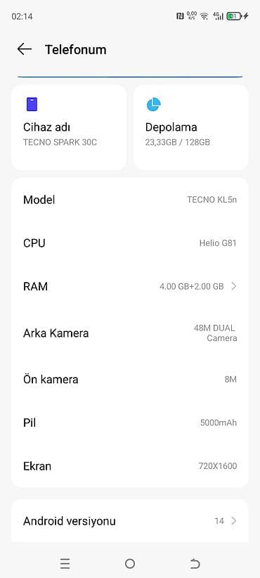 ps3 hard disk: Tecno Spark 30C, rəng - Ağ — 3