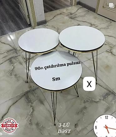 reception masa: 3-lü jurnal/servis masası dəsti - Dəst: 3 ədəd dairəvi masa - Rəng — 1