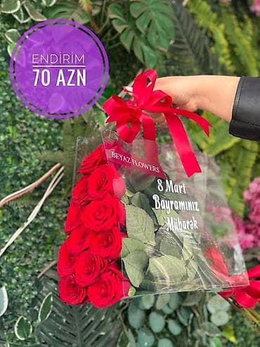 led lent: 8 Mart üçün xüsusi gül kompozisiyası – şəffaf akril qutuda qırmızı — 4