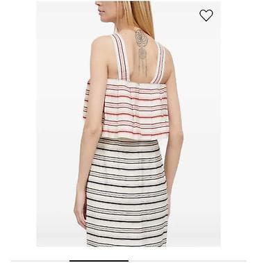 bağlı sandallar: Zolaqlı iki parçalı qadın dəsti Sisley - Üst: Geniş, ikili askalı — 2