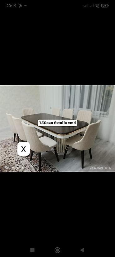 Yemək otağı üçün masa və 6 ədəd stul dəsti. - Dəst: 1 masa + 6 stul - lalafo.az -da Yemək otağı üçün masa və 6 ədəd stul dəsti. - Dəst: 1 masa + 6 stul -