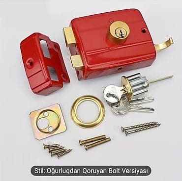 dəmir profel: Qırmızı rəngli metal üstlük qapı qıfılı – “Oğurluqdan Qoruyan Bolt” — 1