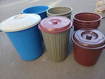 Nasoslar və hidroforlar: Plastik qapaqlı vedrə və tullantı qabları dəsti - Müxtəlif həcm və — 3