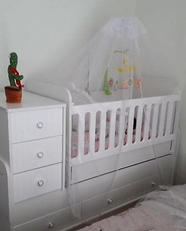 first home tekstil: Uşaq beşiyi – transformasiya olunan model - Rəng: ağ - Material — 1