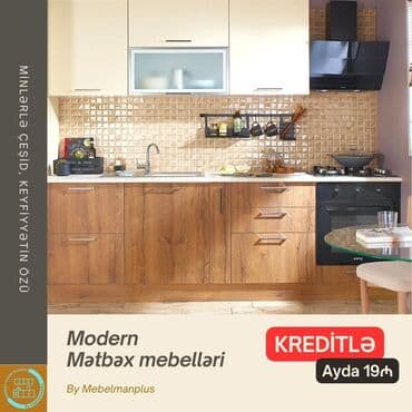metbex mebeli gence: Sifarişlə mətbəx dəsti, Mat laminat, Kredit var, Pulsuz çatdırılma — 9