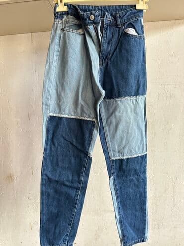 Patchwork dizaynlı cins şalvar - Material: 100% denim parçadan yığma