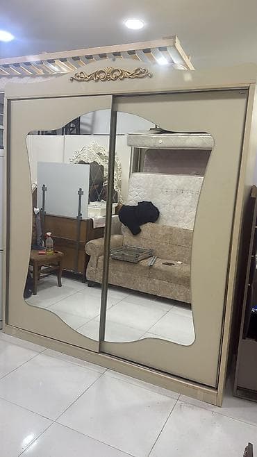 2 qapılı, Güzgülü, Bej, Digər material, Kupe, Düz dolab