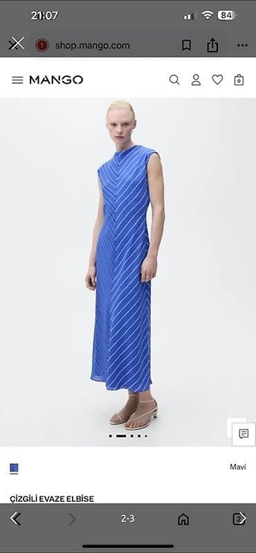 mango don: Mango – Zolaqlı evaze geyim (Mavi) - Rəng: parlaq mavi, incə ağ və — 2