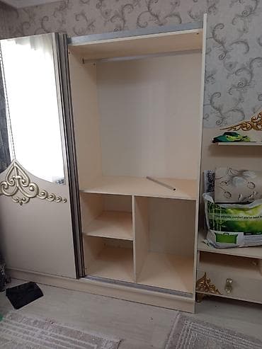 paltar rəfi: İşlənmiş, 2 qapılı, Güzgülü, Bej, Digər material, Kupe, Düz dolab — 3
