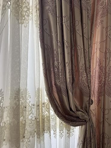 3metrlik iri perde tul ve dekor 2eded pencere ucun 2tul ve 2iri dekor