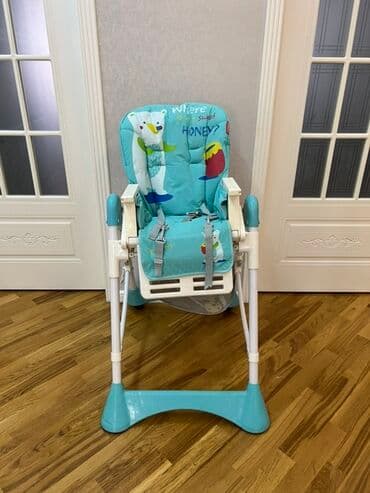 Игрушки: Uşaq yemək stulu - Rəng: mavi-ağ, şən ayı və bal qrafikası (“Where is — 4