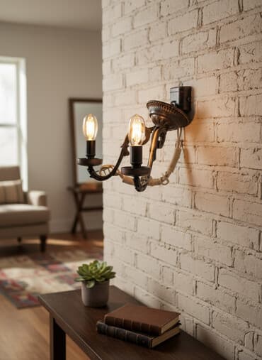 divar saatlari: İkiqollu divar lampası (bra) - Klassik/antik üslubda metal korpus — 1