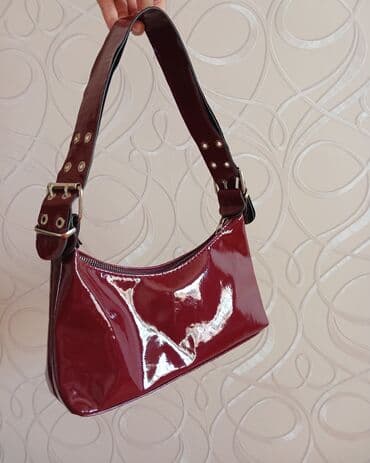 qaşlı çanta: 4 ədəd çanta - Parlaq bordo qara bej və bej və qəhvəyi rəngli — 6