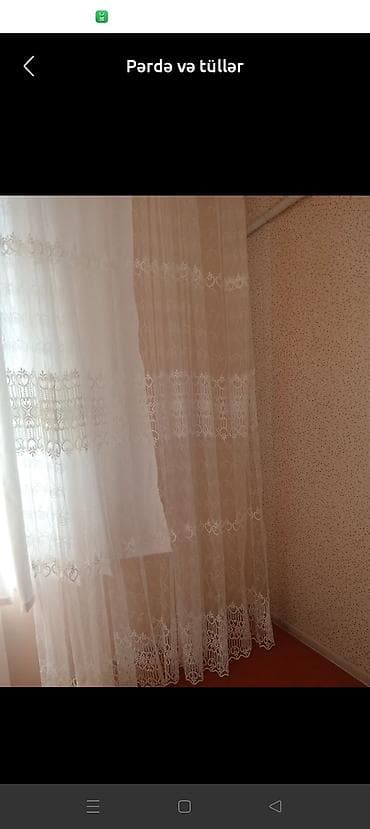 Məhsul: Pərdə və tullər - Rəng: ağ/ekru tonları - Material: nazik