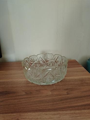 banka balon alıram: Kəsimli şüşə meyvə/gül qabı - Material: qalın, şəffaf şüşə - Dizayn — 1