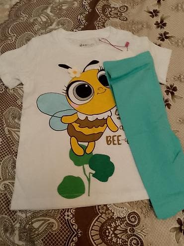 Uşaq geyim dəsti – KatiiBaby - 2 parça: qısaqol ağ futbolka və — 2