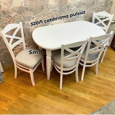 kirayə stol stul: Для кухни, Новый, Нераскладной, Прямоугольный стол, 4 стула — 4