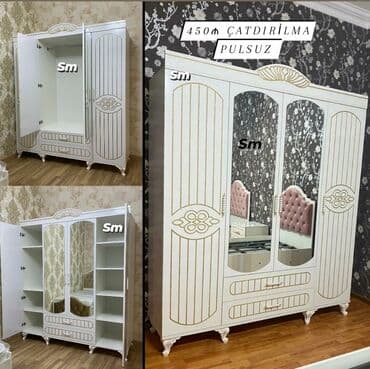 3 qapılı dolab: Açılan, 3 qapılı Düz dolab, Qarderob, paltar dolabı — 24