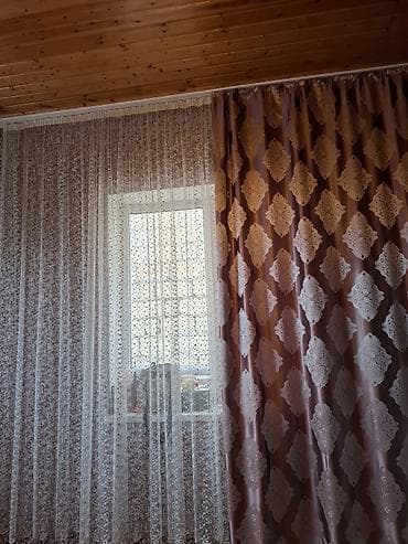 plastik qapi pencere: Pərdə dəsti – klassik naxışlı tül və qalın örtük pərdələri - — 4