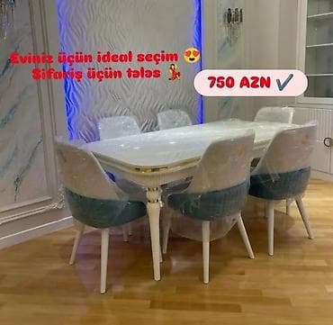 Qonaq otağı üçün, Yeni, Açılan, Dördbucaq masa, 6 stul — 1