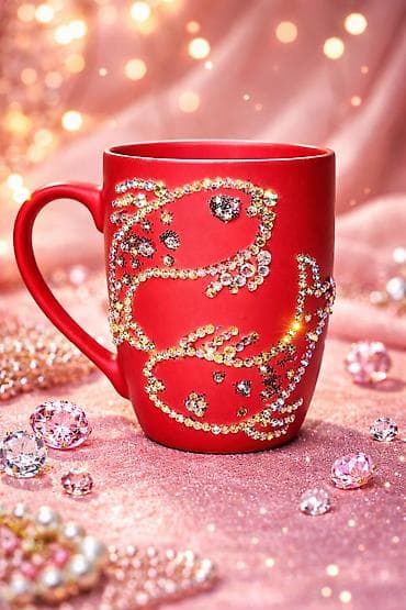 Fincanlar, rəng - Qırmızı, Keramika, 1 əd