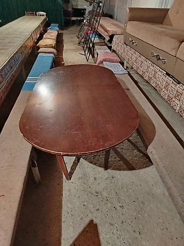 kamp stolu: Qonaq masası, İşlənmiş, Açılmayan, Taxta, Oval masa — 3