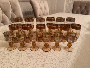 buta qab qacaq: Nahar dəsti, rəng - Qızılı, Şüşə, 6 nəfərlik, SSRİ — 1