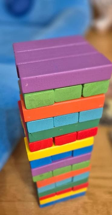 stacktrack oyuncaq dəsti: Taxta rəngli Jenga tipli balans oyunu - Material: hamar işlənmiş — 1