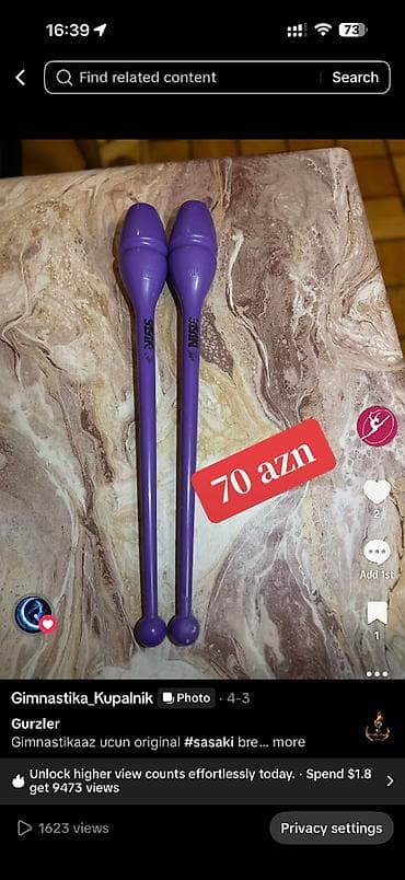 Ritmik gimnastika üçün cüt gürzlər - Uzunluq: 55 sm - Rəng: bənövşəyi lalafo.az -da Ritmik gimnastika üçün cüt gürzlər - Uzunluq: 55 sm - Rəng: bənövşəyi