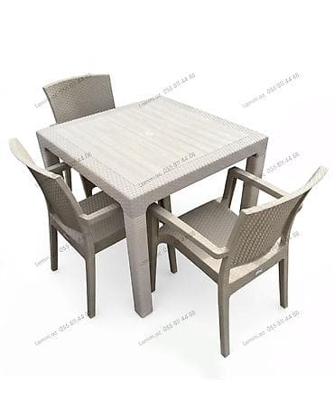 Bağ üçün Masa Dəsti Xüsusiyyətlər: - Dəst: 1 ədəd kvadrat masa + 4